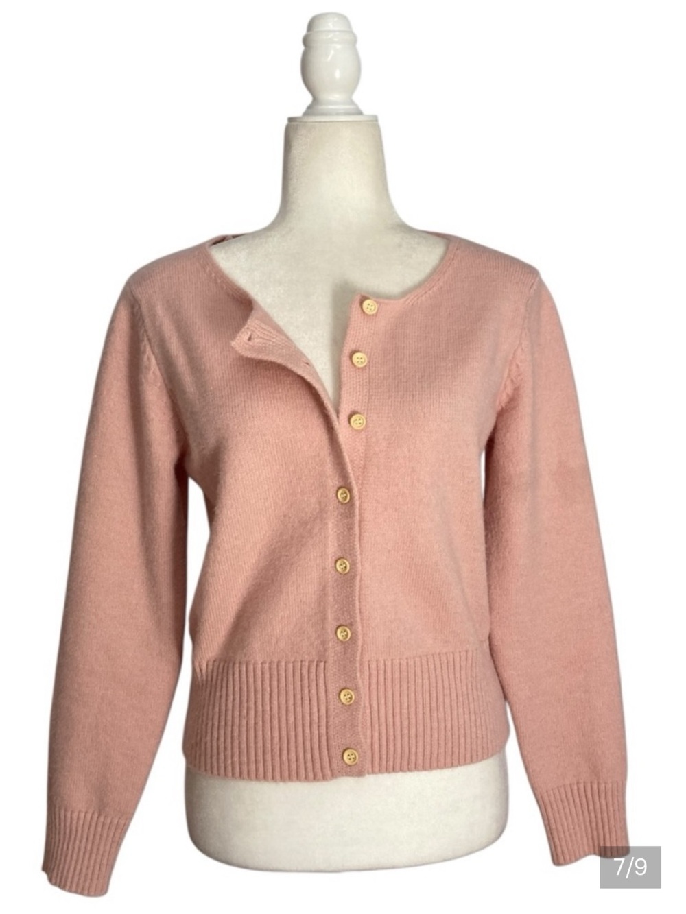 THE LIMON Blush Pink Cardigan Natural Button Soft Knit Sweater Size S/M - Picture 7 of 9